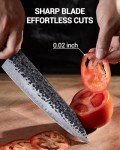 FAMCÜTE 8 Inch Japanese Knife, Hand Forged 5 Layers High Carbon 9CR18MOV Steel Rosewood Handle Chef Knife, Ultra Sharp Durable Professional Kitchen Knife, A Thoughtful Birthday Gifts for Mom/Dad