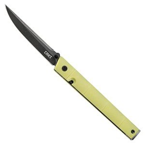 CRKT CEO Bamboo EDC Folding Pocket Knife: Low Profile Gentleman's Knife, Everyday Carry, Black Blade, IKBS Ball Bearing Pivot, Liner Lock, Green Reinforced Fiber Handle, Deep Carry Pocket Clip 7096YGK