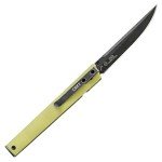CRKT CEO Bamboo EDC Folding Pocket Knife: Low Profile Gentleman's Knife, Everyday Carry, Black Blade, IKBS Ball Bearing Pivot, Liner Lock, Green Reinforced Fiber Handle, Deep Carry Pocket Clip 7096YGK