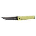 CRKT CEO Bamboo EDC Folding Pocket Knife: Low Profile Gentleman's Knife, Everyday Carry, Black Blade, IKBS Ball Bearing Pivot, Liner Lock, Green Reinforced Fiber Handle, Deep Carry Pocket Clip 7096YGK