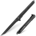 CABUGE EDC Pocket Knife for Men, Tanto Folding Knives with Clip, Slim Gentleman's Knife with Glass Breaker, Flipper Open and Liner Lock for Outdoor Survival Camping Everyday Carry