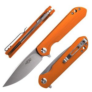 Firebird GANZO FH41S-OR Pocket Folding Knife D2 Steel Blade G10 Anti-Slip Handle with Clip Fishing Hunting Camping Outdoor Flipper EDC Pocket Knife Best Gift for Men and Women (Orange)