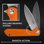 Firebird GANZO FH41S-OR Pocket Folding Knife D2 Steel Blade G10 Anti-Slip Handle with Clip Fishing Hunting Camping Outdoor Flipper EDC Pocket Knife Best Gift for Men and Women (Orange)