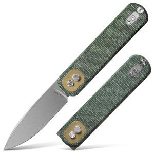 Vosteed Corgi Small Folding Knife, Flipper Knife with Clip for Men Women Gifts, Patented Trek Lock Pocket Knife 2.99" Sandvik 14C28N Blade, Micarta Handle for EDC