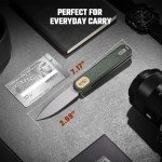 Vosteed Corgi Small Folding Knife, Flipper Knife with Clip for Men Women Gifts, Patented Trek Lock Pocket Knife 2.99" Sandvik 14C28N Blade, Micarta Handle for EDC