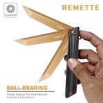 REMETTE Pocket Knife GD22K, Flipper Open D2 Steel Tanto Folding knife with Durable G10 Handle,Men Women Everyday Carry EDC Knife,Sharp Camping Hiking Daily Work Knives