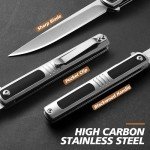 Ogival Pocket Knife for Men, 3.5 inch Folding Knife with Blackwood Handle and Leather Sheath, Edc Knife for Home and Outdoor