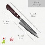 Seki Japan Japanese Seki SANBONSUGI Utility Petty Knife, 8A Stainless Steel Fruit Knife, Rose Wood Handle, 120 mm (4.7 in)