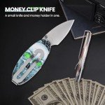 FUNBRO 2 Pack Small Pocket Knife with Money Clip- 1.7 Inch Blade EDC Folding Knives with Clip, Cool Cash or Card Holder, Mini Box Cutter Knife Gadget for Everyday Carry, Gift for Men & Women