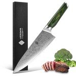VEROXIS Damascus Chef Knife 8 Inch, Professional Japanese Kitchen Knives Sharp High Carbon Super Steel with Ergonomic Pakkawood Handles, Elegant Gift Box Packaging