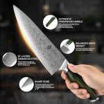 VEROXIS Damascus Chef Knife 8 Inch, Professional Japanese Kitchen Knives Sharp High Carbon Super Steel with Ergonomic Pakkawood Handles, Elegant Gift Box Packaging
