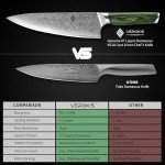 VEROXIS Damascus Chef Knife 8 Inch, Professional Japanese Kitchen Knives Sharp High Carbon Super Steel with Ergonomic Pakkawood Handles, Elegant Gift Box Packaging