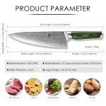 VEROXIS Damascus Chef Knife 8 Inch, Professional Japanese Kitchen Knives Sharp High Carbon Super Steel with Ergonomic Pakkawood Handles, Elegant Gift Box Packaging