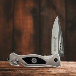 USMC Tactical Folding Knife–3.5 Inch Blade-Hunting, Rescue & Everyday Carry Gift for Marines Disabled Vet Owned Business | USMC Knife Silver