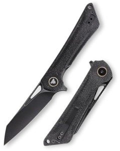 TRIVISA Pocket Folding Knife for Men, EDC Flipper Knife with Clip for 3.38" Reverse Tanto 14C28N Blade Micarta Handle, Ti Ring,Ideal Gift for Women, Monoceros-04B(PVD Blackwash)