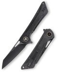 TRIVISA Pocket Folding Knife for Men, EDC Flipper Knife with Clip for 3.38" Reverse Tanto 14C28N Blade Micarta Handle, Ti Ring,Ideal Gift for Women, Monoceros-04B(PVD Blackwash)