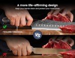 SYOKAMI 12-Inch High-Carbon Japanese Style Brisket Knife, Multifunction Carving With Wood Handle, Damascus Pattern Full Tang Design, Razor Sharp for Meat Cutting, Gift Box Included