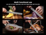 SYOKAMI 12-Inch High-Carbon Japanese Style Brisket Knife, Multifunction Carving With Wood Handle, Damascus Pattern Full Tang Design, Razor Sharp for Meat Cutting, Gift Box Included