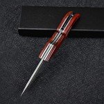 SDOKEDC SD604A VG10 Damascus Folding Knife Pocket Knife Yellow Sandalwood Handle Mechanical Lock Outdoor Camping Survival (Suguha)