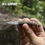 KUQIME Damascus Steel pocket Knife, Mini folding pocket knife, edc knife for men,gifts for men and women
