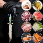 NoonKnives: Hand Made Damascus Steel Collectible Bowie Knife Handle Camel Bone (Blue)