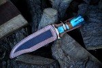 NoonKnives: Hand Made Damascus Steel Collectible Bowie Knife Handle Camel Bone (Blue)