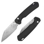 CJRB Pyrite-Light Pocket Knife, 3.34'' Damascus Steel Blade Folding Knife with Pocket Clip, Pocket Knife for Men Women Sharp Camping Hiking EDC Knives J1945D