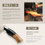 SHAN ZU Damascus Chef Knife 8 inch, Japanese Kitchen Knives Copper & Damascus Steel High Carbon 33 Layer Hand Forged Utility Knife Professional Sharp Carving Knife with Maple Wood Handle