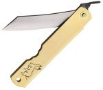 Higonokami Warikomi Folding Knife 3.25" Blue Paper Steel Blade Brass Handle