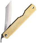 Higonokami Warikomi Folding Knife 3.25" Blue Paper Steel Blade Brass Handle