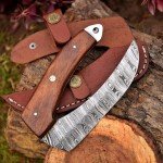 Exquisite Damascus steal Ulu Knife - Handcrafted for Precision Cutting and Chopping