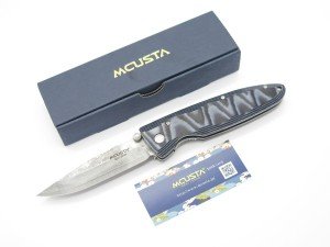 Mcusta Seki Japan MC-10D Classic Wave Blue Micarta Damascus Folding Pocket Knife