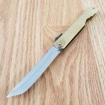 Higonokami Folder Folding Knife 3" White Paper Steel Tanto Blade Brass Handle