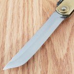 Higonokami Folder Folding Knife 3" White Paper Steel Tanto Blade Brass Handle