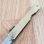 Higonokami Folder Folding Knife 3" White Paper Steel Tanto Blade Brass Handle