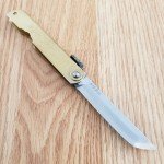 Higonokami Folder Folding Knife 3" White Paper Steel Tanto Blade Brass Handle