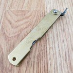 Higonokami Folder Folding Knife 3" White Paper Steel Tanto Blade Brass Handle