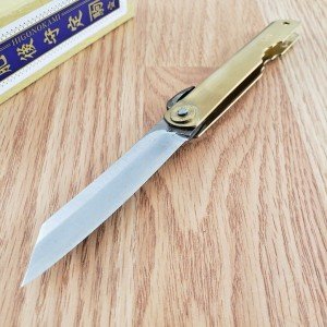 Higonokami Folding Knife 3" Japanese Style Blue Paper Steel Blade Brass Handle