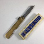 Japanese HIGO Higonokami Folding Pocket Knife Craft Satin Gold Steel 75mm 肥後守