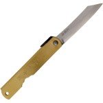 Higonokami Warikomi Folder Tiger Folding Knife 3.25 Blue Paper Steel Blade Brass