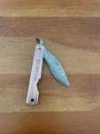 2.9" Navaja Higonokami Pocket Knife 79-layer Damascus Copper Handle with Sheath