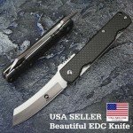 NEWOOTZ Higonokami Folding Knife Carbon Fiber Handle D2 Blade - Beautiful Knife