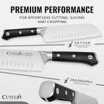 Cutluxe Santoku Knife – 7" Chopping Knife, Vegetable Knife – Forged High Carbon German Steel – Sheath Included – Full Tang & Razor Sharp – Ergonomic Handle Design – Artisan Series