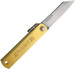 Higonokami Slip Joint Brass Folding Blue Paper Steel Pocket Knife w/ Sheath 