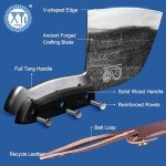 XYJ Authentic Since 1986,Outstanding Ancient Forging,6.7 Inch Full Tang,Serbian Chefs knife,Chef Meat Cleaver,Kitchen Knives,Set with Leather Sheath,Take Carrying,Butcher