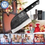 XYJ Authentic Since 1986,Outstanding Ancient Forging,6.7 Inch Full Tang,Serbian Chefs knife,Chef Meat Cleaver,Kitchen Knives,Set with Leather Sheath,Take Carrying,Butcher