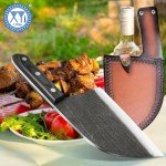 XYJ Authentic Since 1986,Outstanding Ancient Forging,6.7 Inch Full Tang,Serbian Chefs knife,Chef Meat Cleaver,Kitchen Knives,Set with Leather Sheath,Take Carrying,Butcher