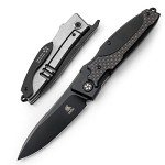 KATSU Japanese Folding Pocket Knife For Men Women, Sakura Blade Nemoto Design 3.5" AUS-8 Steel Blade EDC Knife with Pocket Clip for Indoor & Outdoor Camping, Fishing, Hiking (Black)