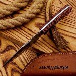 9" Damascus Steel Fixed Blade Hunting Knives Skinning Knife For Outdoor EDC Camping Skinner Bushcraft Knives with Exotic Wood Handle Leather Sheath Real Damascus Knives Damascus Steel Knife (Exotic)