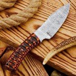9" Damascus Steel Fixed Blade Hunting Knives Skinning Knife For Outdoor EDC Camping Skinner Bushcraft Knives with Exotic Wood Handle Leather Sheath Real Damascus Knives Damascus Steel Knife (Exotic)